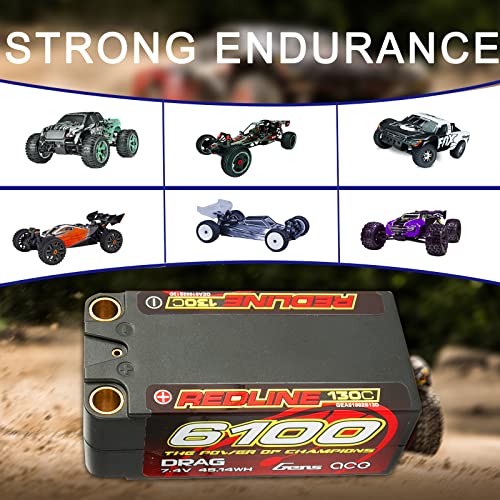 Gens ace Redline Drag Racing Series 130C 6100mAh 7.4V 2S2P HardCase Shorty Lipo Battery