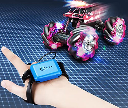 Chandler RC Car Rechargeable USB Dual Grip Remote Control Hand Gesture Sensor an Off Road Climbing Drift Stunt Car HBD88-P7 (Blue) - color: Blue