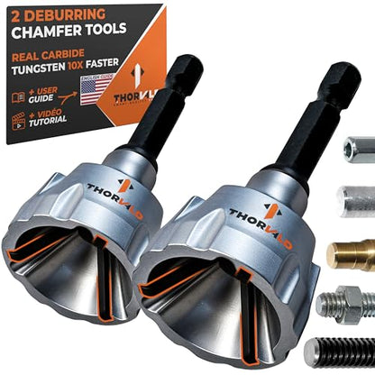 THORVALD 2X Deburring External Chamfer Tool with Tungsten Carbide Blade - Deburr Tool for All Thread, All Metal Rod, Pipe, PVC, 3D Printing - 1/8" to 3/4" Diameter (3~19mm) User Guide + Video Tutorial - style: 2X Deburring tools