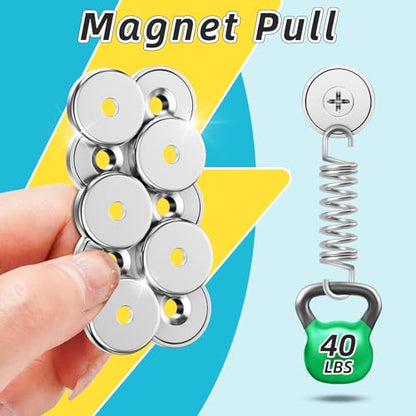 10 Pack 40 LBS Strong Magnets with Holes Neodymium Round Cup Magnets with Screws, Rare Earth Magnet for Wall Mounting Waterproof Countersunk Hole for Kitchen Garage Holding Tools DIY Crafts - size: 10 Pack 40LBS