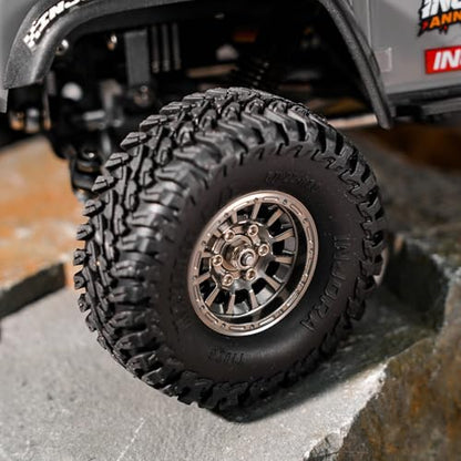 INJORA 1.0" Aluminum Beadlock Wheels 0mm Offset for 1/18 1/24 RC Crawler Upgrade, W1056(Titanium) - color: Titanium