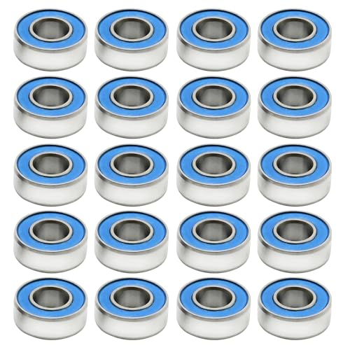 Hoypeyfiy 20Pcs RC Metal Ball Bearings with Rubber Ring Axle Bearing Set, SCX24 Rubber Sealed Bearings Set, 1/24 RC Crawler Car for Axial SCX24 Upgrades Parts
