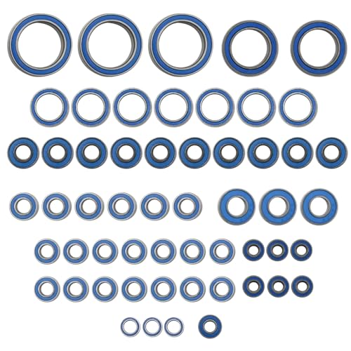 Hoypeyfiy 55Pcs TRX6 Metal Ball Bearings Kit, RC Car Bearing Kit Front and Rear Axle Carrier Kit, Rubber Sealed Wheel Bearings Set for 1/10 RC Crawler G63 6x6 Truck Upgrades