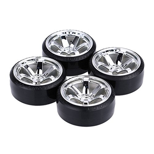 GoolRC 4PCS RC Car Wheels, 1/10 Scale Drift Wheels RC Car Slicks Hard Tyre Replacement for Traxxas HSP Tamiya HPI Kyosho On-Road Drifting Car