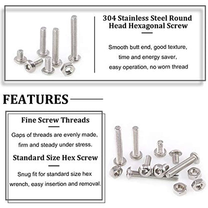 Hilitchi 250-Piece [M2] Stainless Steel Hex Socket Button Head Cap Bolts Screws Nuts Assortment Kit (M2) - color: M2