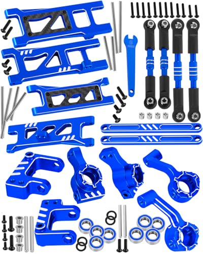 RC Upgrades Part for 1/10 ECX 2WD Series RC Car,Alloy Adjustable Turnbuckles Camber Links,Suspension Arms,Left Right Caster Blocks,Front Steering Block,Rear Stub Axle Carriers,Navy Blue - color: Navy Blue(1set)
