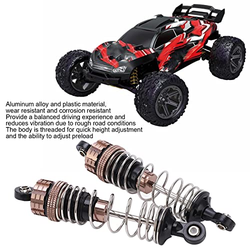 2Pcs Hydraulic Front Shock Absorber for 1/8 1/10 RC Car, Aluminum Alloy Front Shock Absorbers with High Elasticity Spring, Adjustable Threaded Body for Off Road Vehicle Truck Picku