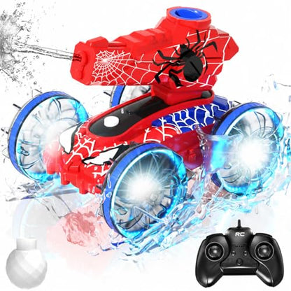 Amphibious Remote Control Car with Water Gun, Waterproof Spider RC Cars & RC Boat for Kids, Pool & Beach Toy for Outdoor Indoor Play 3 4 5 6 7 8 9 Years Old Boy Birthday Summer Gifts