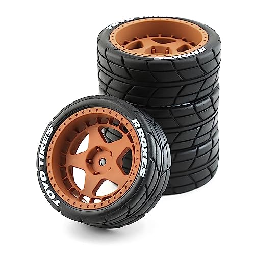 1/10 RC On Road Tires 12mm Hex Plastic Wheels Rims and Rubber Street Tyres for 1:10 Rally Racing Drift Touring CarTamiya XV01 XV02 TA06 TT01 TT02 PTG2 144001 A959 HPI KYOSHO 4PCS (Brown A) - color: Brown a