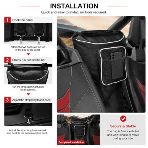 UTV Center Console Storage Bag for Maverick X3 RC Turbo 2018-2021, Waterproof Seat Organizer with Multi Pockets, Large Capacity Hanging Storage for Side by Side UTV | Heavy Duty Oxford Storage Bag Adjustable Hanging Straps With Metal Hooks Reflective Pipi