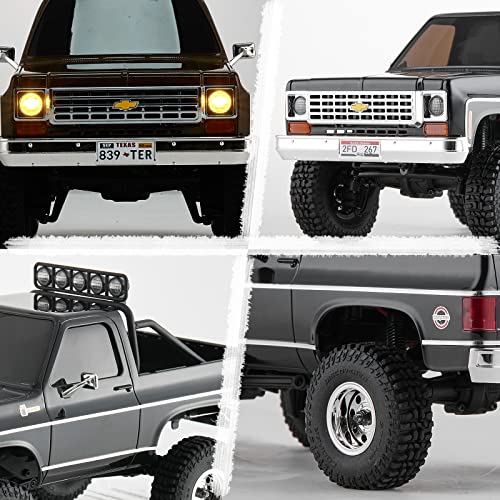 BEEZRC FMS 1/24 FCX24S Chevy K5 Blazer S RC Crawler, Officially Licensed RC Rock Crawler, RC Pickup Truck SUV, 4WD 2.4GHz Hobby RC Model, 8km/h Mini Car,Off-Road Remote Control Car for Adults(Black) - color: Black