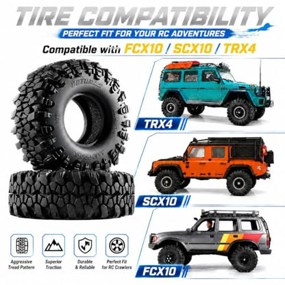 Mud Pro-X 1.9" M/T Tires - 120mm Self-Cleaning Aggressive Tread RC Crawler for 1/10 RC Crawler Upgrade, Compatible with FMS FCX10,SCX10,TRX4 (4pcs) - style: 4pcs
