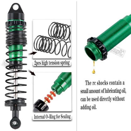 Upgrades Part for 1/10 Stampede/Rustler 2WD,Drive Shaft CVD&RC Shocks&Adjustable Turnbuckles Camber Links&A Arm&Caster Block&Steering Blocks&Rear Stub Axle Carriers,Wheel Hex&Hex Hub,Green - color: Green/for 2wd