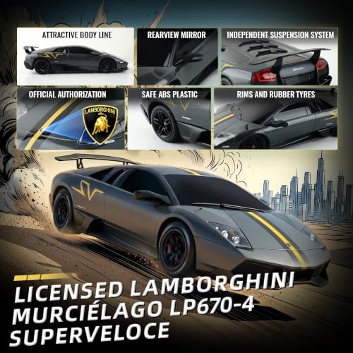 1:24 Official Licensed Lamborghini Murcielago LP670-4 Superveloce RC Car | Official Lamborghini replica,2.4G stable signal,rubber racing tires,ideal gift toy for boys ages 4-7, 8-12 and adults - color: Lambo-1:24 Lambo Murciélago Sv