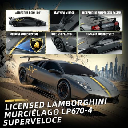 1:24 Official Licensed Lamborghini Murcielago LP670-4 Superveloce RC Car | Official Lamborghini replica,2.4G stable signal,rubber racing tires,ideal gift toy for boys ages 4-7, 8-12 and adults - color: Lambo-1:24 Lambo Murciélago Sv