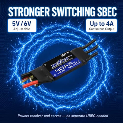ZTW Beatles G2 40A ESC 2-4S Built-in Switching BEC 5V/6V 4A Brushless Speed Control for RC Airplane Aircraft Fixed-Wing - size: 40A