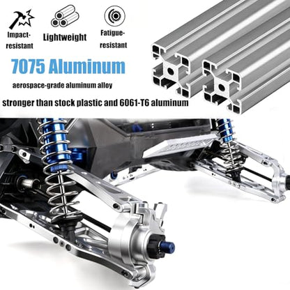 7075 Aluminum Lower Suspension Arms L&R for 1/5 Traxxas X-MAXX 8S, Heavy Duty Front/Rear Control Arms A-Arms Upgrade, CNC Machined, Anodized Silver, Replacement for Traxxas 7730 7731 - style: Lower Suspension Arms