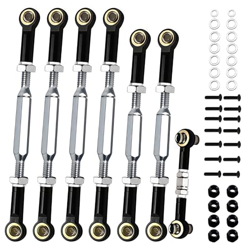 74-112 mm Stainless Steel Turnbuckles with Spacers Fit for 1/10 Slash 4X4（VXL）,XZSNLYZ Camber Links Compatible with Traxxas Rustler 4X4 Hoss Slash 2WD Stampede RC Car Upgrade Hops Up Parts,Black - color: Stainless Steel & Black