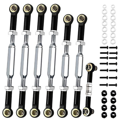 74-112 mm Stainless Steel Turnbuckles with Spacers Fit for 1/10 Slash 4X4（VXL）,XZSNLYZ Camber Links Compatible with Traxxas Rustler 4X4 Hoss Slash 2WD Stampede RC Car Upgrade Hops Up Parts,Black - color: Stainless Steel & Black
