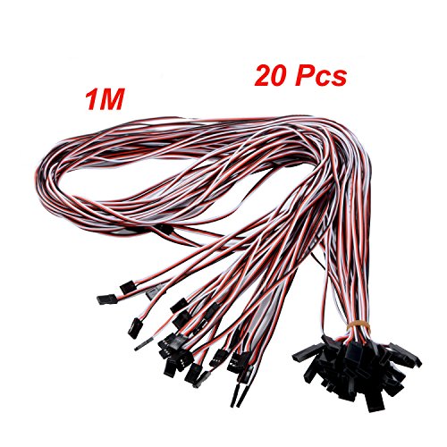 1M Servo Extension Cable 3 Pin Male to Female Lead Wire for RC Airplane (20Pcs) - color: 20pcs, size: 1M