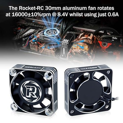 2Pack 40mm RC Motor Cooling Fan,16000RPM ESC Cooling Fan for 1/8 1/10 RC Truck Car Diameter 40mm Motor（Silver&Black） - style: 2Pack Black Silver