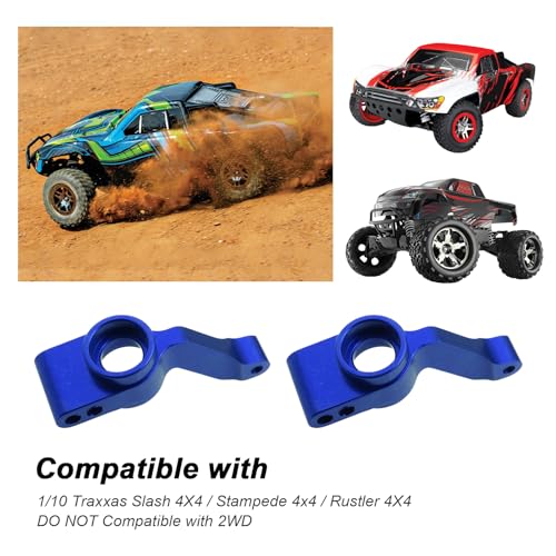 Hobbypark Aluminum Rear Stub Axle Carriers Replacement of 1952 for 1/10 Traxxas Slash 4X4 / Stampede 4x4 / Rustler 4X4 (Dark Blue)