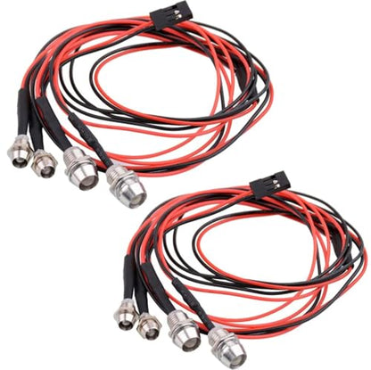 2 Sets RC 4 LED Light Kit Accessories RC Headlights/Taillight Kit for 1/10 Crawler Car Axial SCX10 D90 D110 TRX4 TRX6 Redcat Upgrades Parts - color: Black