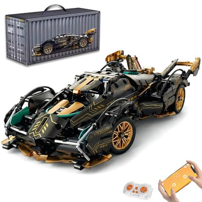 RC Car Building Kit, 1:14 App Control Car Kit with LEDs | car kit with 975 pieces, LED lights, motorized functions, and dual control; built for collection, display, gifting.