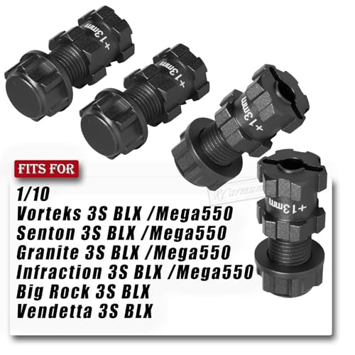 RC Wheel Hex for 1/10 Senton Granite Big Rock Vorteks 3S,Senton Granite Mega550 Infraction Mega570,13mm Extended Wheel Hub Drive 14 to 17mm with Anti-dust Cap Nuts 17mm Alum,Black - color: Black(1 Set)