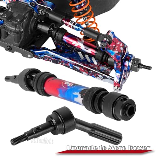 RC #45 Steel Front Rear Driveshaft/Drive Shaft Upgrades Part for 1/10 Slash,Rustler,Stampede,Jat0 4WD 4X4 VXL,F0rd F15O Rapt0r R 4WD,CVD Axles with Hex(#9051#9052) Colorful - color: Colorful-(Upgrades）