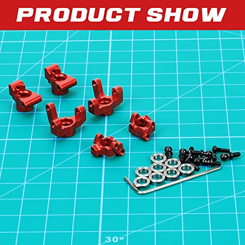RCAWD Front Spindle Steering Hub Carrier& Caster Block, Front Camber Block C Hub& Rear Hub Carrier for 1/18 Losi Mini-T 2.0,1/16 Losi Mini-B Upgrades Parts #LOS214006, #LOS311005, #LOS214005 Red
