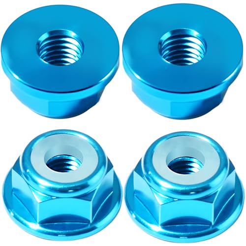 4Pcs M2 Flange Lock Nuts Metric Nylon Inserted Hex Self-Lock Non-Slip Aluminium Self Clinching Nuts for 1/24 RC Car Axial SCX24 Furniture DIY Industrial Construction Fasteners - color: Sky Blue, size: 4Pcs