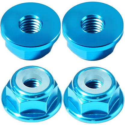 4Pcs M2 Flange Lock Nuts Metric Nylon Inserted Hex Self-Lock Non-Slip Aluminium Self Clinching Nuts for 1/24 RC Car Axial SCX24 Furniture DIY Industrial Construction Fasteners - color: Sky Blue, size: 4Pcs