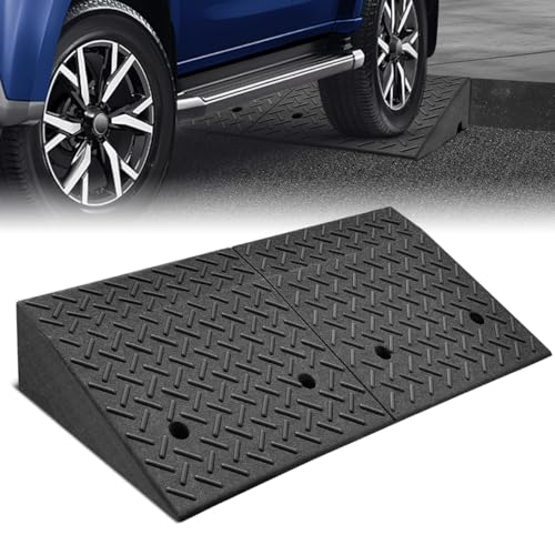 Rubber Ramp 7" Height - Sidewalk Ramp for Forklift, Car, SUV, Wheelchair & Bike - Driveway Ramps for Low Profile Cars, Garage Threshold Bridge - size: 7" Rise