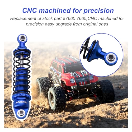 HobbyPark Aluminum Shocks Absorber Assembled (Front & Rear) Full Metal Dampers for Traxxas 1/18 LaTrax Teton Desert Prerunner, Replace Parts 7660 7665(4-Pack) (Navy Blue) - color: Navy Blue