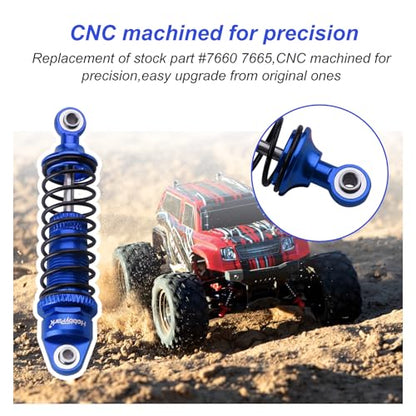 HobbyPark Aluminum Shocks Absorber Assembled (Front & Rear) Full Metal Dampers for Traxxas 1/18 LaTrax Teton Desert Prerunner, Replace Parts 7660 7665(4-Pack) (Navy Blue) - color: Navy Blue