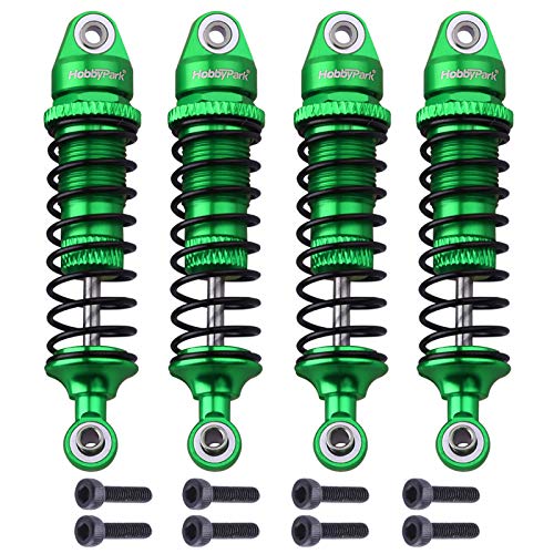 HobbyPark Aluminum Shocks Absorber Assembled (Front & Rear) Full Metal Dampers for Traxxas 1/18 LaTrax Teton Desert Prerunner, Replace Parts 7660 7665(4-Pack) (Green) - color: Green