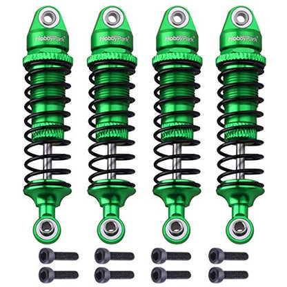 HobbyPark Aluminum Shocks Absorber Assembled (Front & Rear) Full Metal Dampers for Traxxas 1/18 LaTrax Teton Desert Prerunner, Replace Parts 7660 7665(4-Pack) (Green) - color: Green