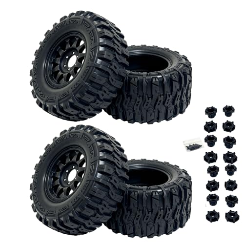 1/7 1/8 RC Monster Truck Tires and Wheels 12mm 14mm 17mm Hex, 6.69" OD Off-Road Tyres for Traxxas Maxx TMaxx Summit E-Revo 3.3 Arrma Kraton Notorious Outcast 6S Typhon 3S (L3)