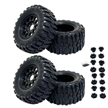 1/7 1/8 RC Monster Truck Tires and Wheels 12mm 14mm 17mm Hex, 6.69" OD Off-Road Tyres for Traxxas Maxx TMaxx Summit E-Revo 3.3 Arrma Kraton Notorious Outcast 6S Typhon 3S (L3)