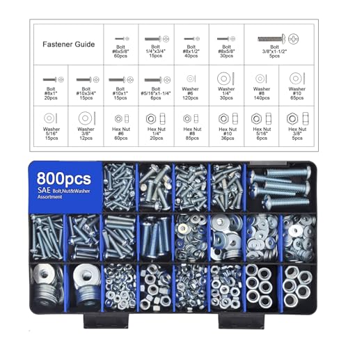 2600 Piece Bolt and Nut Hardware Assortment Kit with Diverse Bolts, Screws, Washers & Nuts–DIY-Friendly, 3-Tier Storage for Home Projects