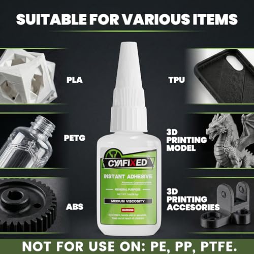 3D Printer Plastic Super Glue Clear 1oz, Medium Superglue Repair 3D Printing Miniature PLA PETG, All Purpose Instant Waterproof Cyanoacrylate Adhesive Bonding for Metal Glass Ceramic Wood Rubber - size: 1 oz