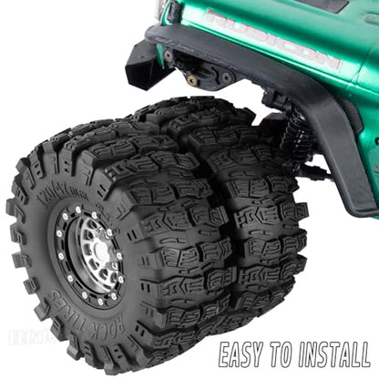 RC 1.9 Beadlock Rims & Wheels Tires w/Adjustable Offset for 1/10 SCX10 TRX4 TRX6 Gen7/8 D90 VS4-10 MST CFX RC Crawler Car,BRCatWPark 4pcs Aluminum Double Rims and Rubber Tires w/Sponge,Silver - color: Silver - (Adjustable Tires)