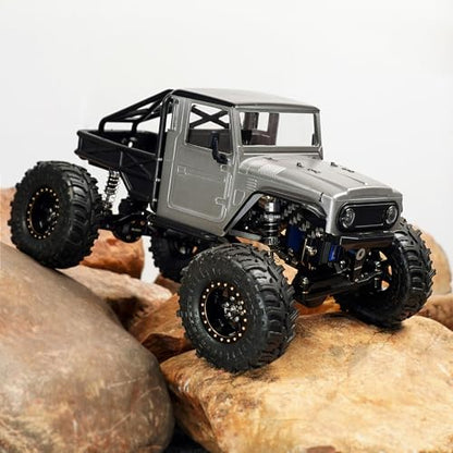 INJORA IR40-24 Half Truck Hard Body with Cage for 1/24 SCX24 Upgrade(Grey) - color: Grey