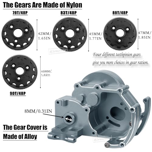 RC Transmission Complete Upgrades Part for 1/10 2WD Slash Rustler Stampede Bandit 2WD(VXL),Alloy Aluminum Gearbox,Replace #3695,Titanium - color: Titanium(1set)