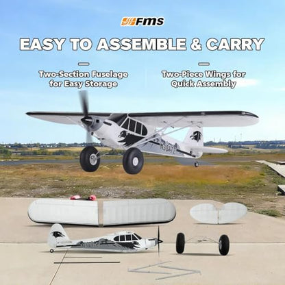 Fms RC Airplane Piper PA-18 Super Cub 1300MM (52") – Remote Control Airplane for Adults & Beginners, 6-Channel RTF with Reflex V3 Stabilization System, Included Transmitter, Receiver & Charger