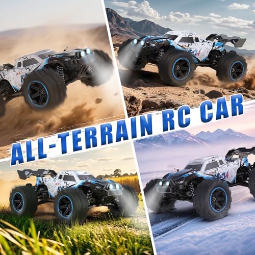 1/14 RC Cars Fast 50 KPH, 4WD Offroad RC Truck with 60 Mins Runtime, All Terrain High Speed Remote Control Car with 2 Rechargeable Batteries 2000 mAh, RC Cars for Adults and Boy Gifts