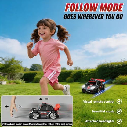 Mini RC Car with Camera, 2.4" Screen FPV Remote Control Car with 8G Card, Rechargeable 360° Drift Kids Small RC Racing Car Dual Control via Remote & App Controlled Vehicles, Follow/Escape/Demo Modes