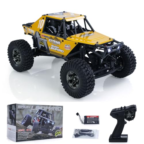 1/24 4x4 UDI RC UCX2405PRO RC Rock Crawler Model Brushless Motor ESC Radio Controlled Off-Road Vehicles RTR Car Battery Hobby Grade Model for Birthday Gift(Yellow) - color: Yellow