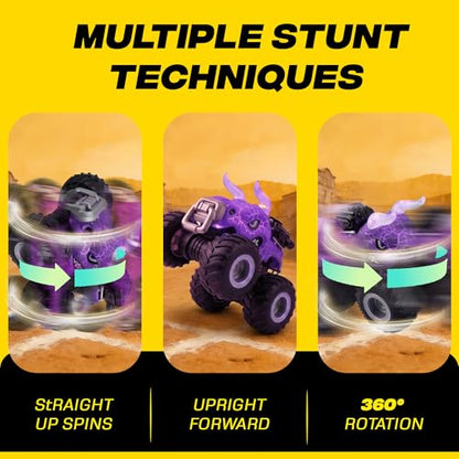 BEZGAR Monster Truck Toys, 1:18 Remote Control Monster Truck with Water Spray & Dancing Spins, 4WD RC Truck for Boys 4-7, RC Cars, Toys for 4+ Year Old Boys(Purple) - color: Purple
